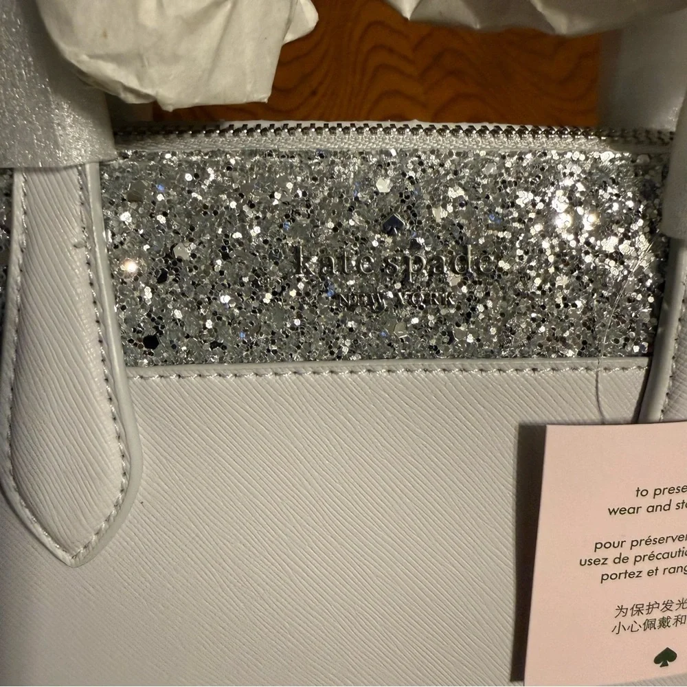 NEW Kate Spade New York Flash Glitter Satchel Faux Leather Crossbody
